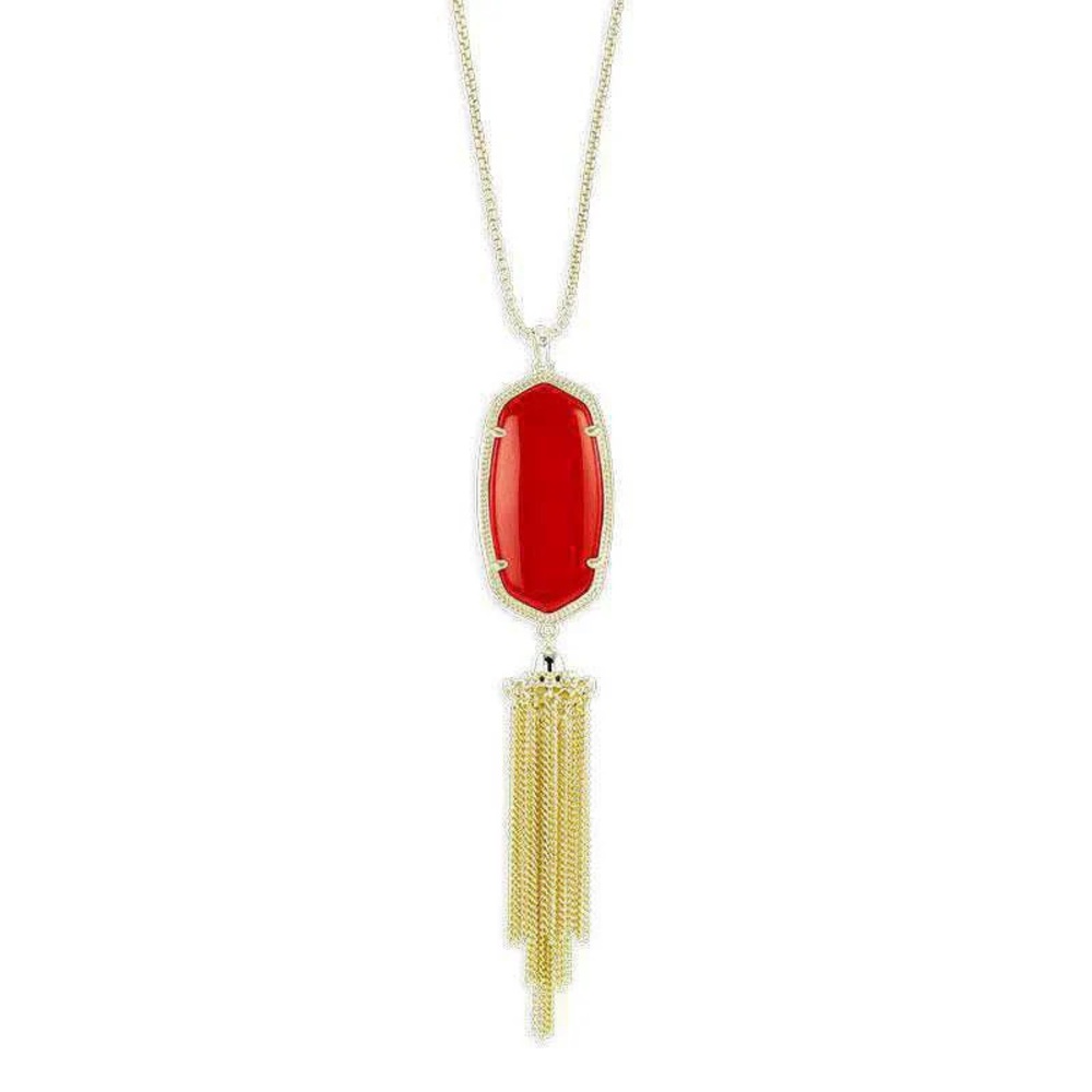 Kendra Scott Rayne Elegant Gold and Red Pendant Necklace